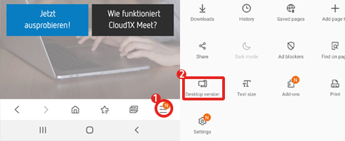 Samsung Browser Desktop-Ansicht einstellen